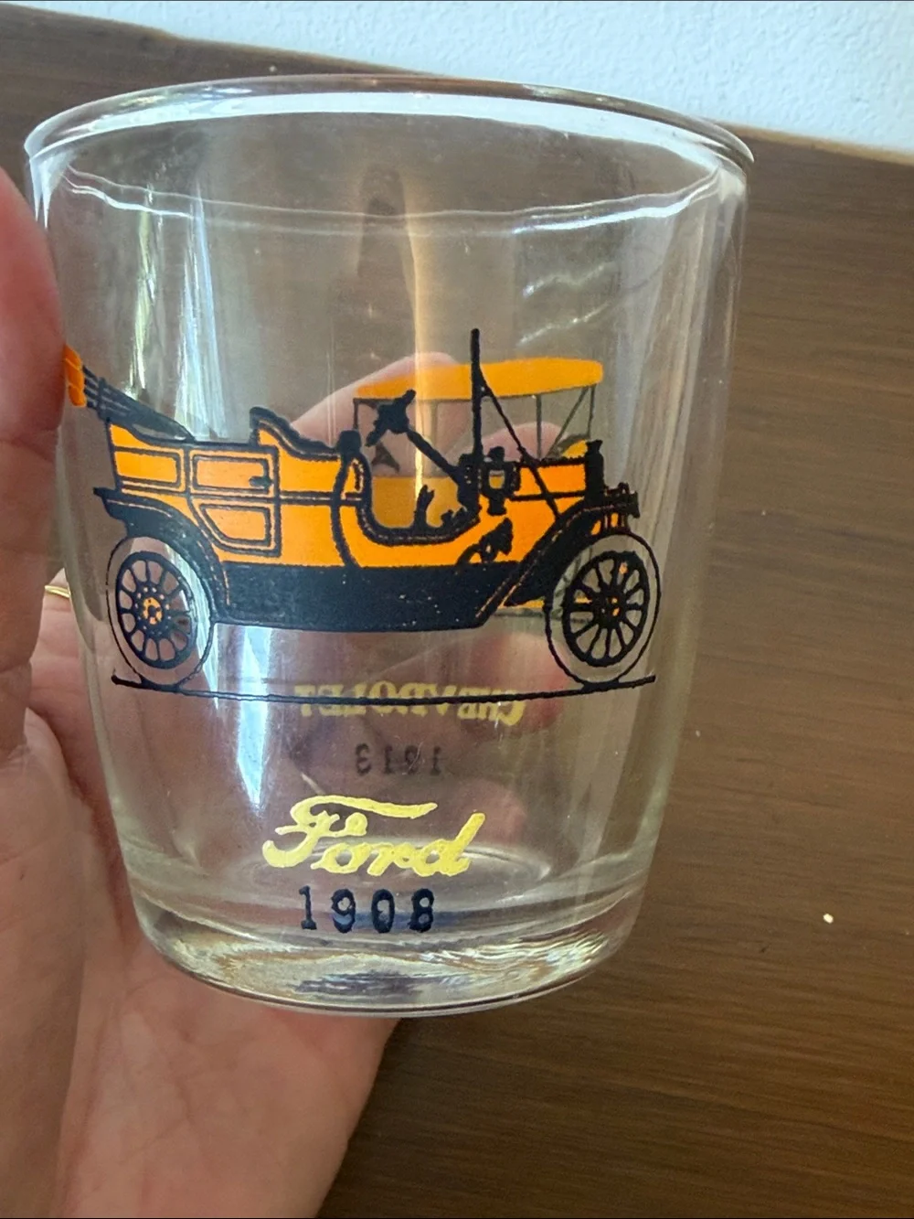 Hazel-Atlas 1950s Whiskey Rocks Glass- Ford and Chevrolet